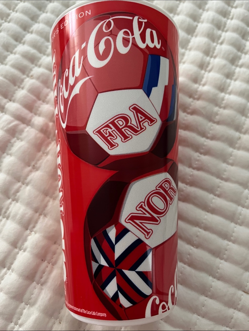 ⚽️ France 🇫🇷 vs Norway 🇳🇴 Coca-Cola Red White and Blue World Cup Soccer Cup ⚽️